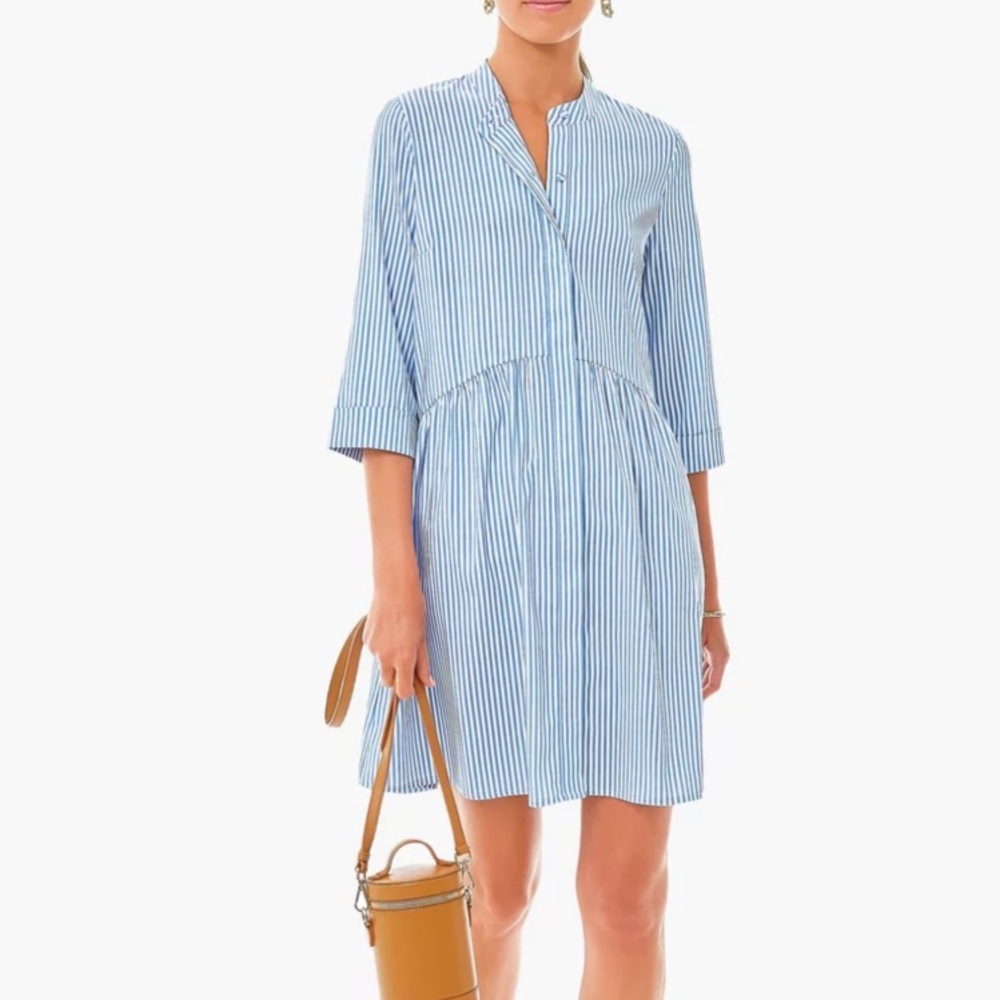 Tuckernuck Light Blue and White Striped Shirt Dress